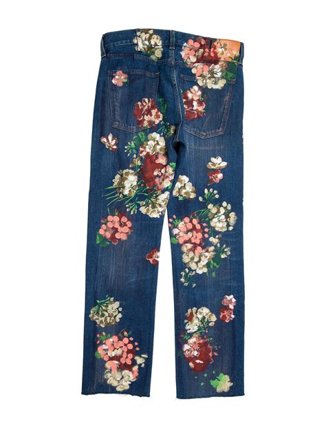 gucci floral painted jeans